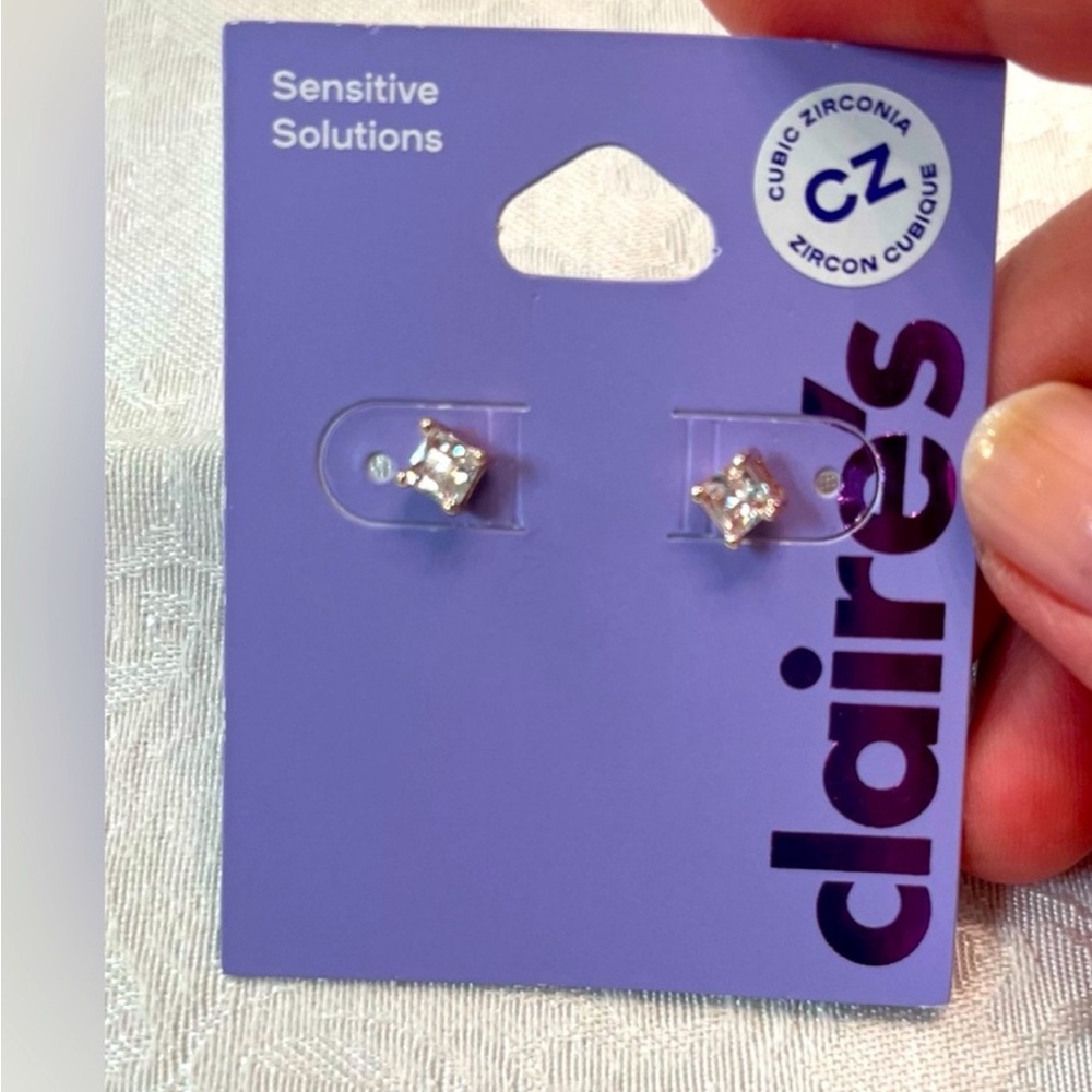 Claire's Silver CZ Stud Earrings